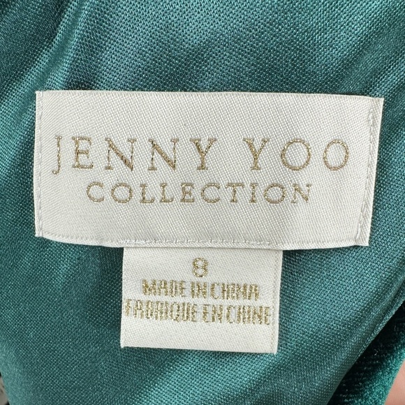 Jenny Yoo Ellis Flutter Sleeve Open Back Velvet Gown Size 8 Emerald Green Dress - Picture 10 of 16